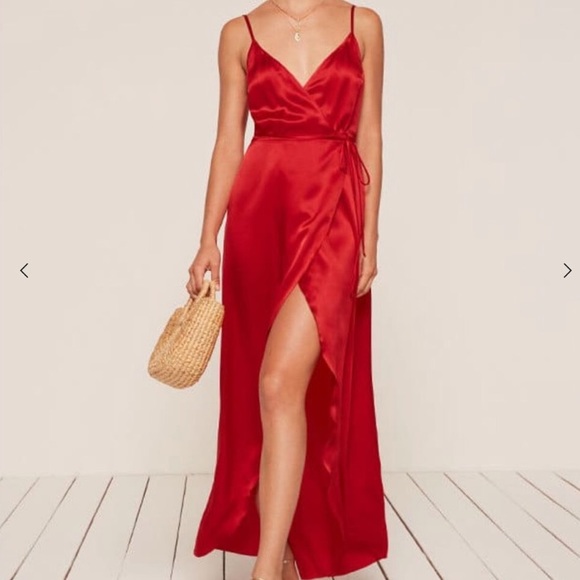 asos red silk dress
